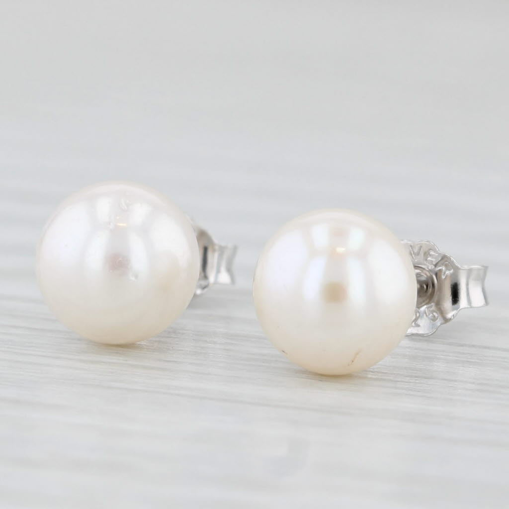 Light Gray New Cultured Pearl Stud Earrings 14k Sterling Silver 6-6.5mm