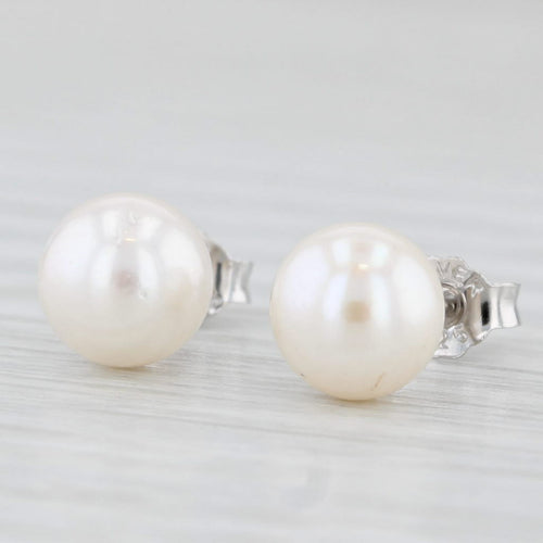 Light Gray New Cultured Pearl Stud Earrings 14k Sterling Silver 6-6.5mm