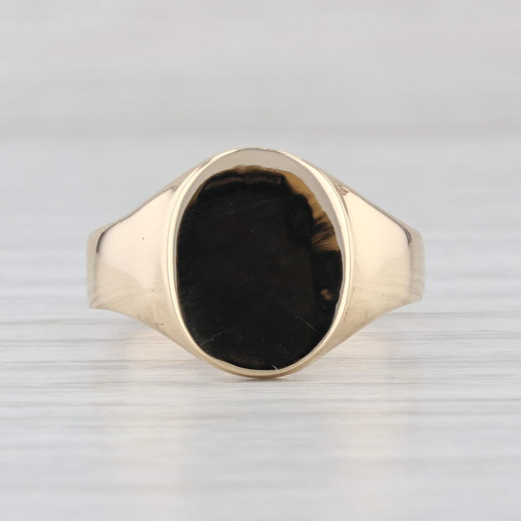 Vintage Engravable Signet Ring 10k Yellow Gold Size 8.25