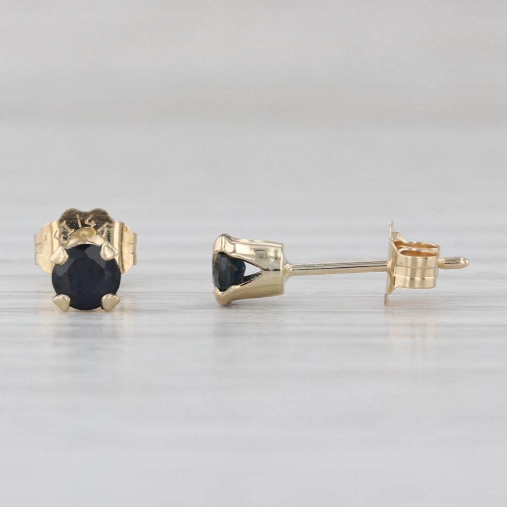 0.50ctw Blue Sapphire Stud Earrings 14k Yellow Gold Round Solitaire Studs