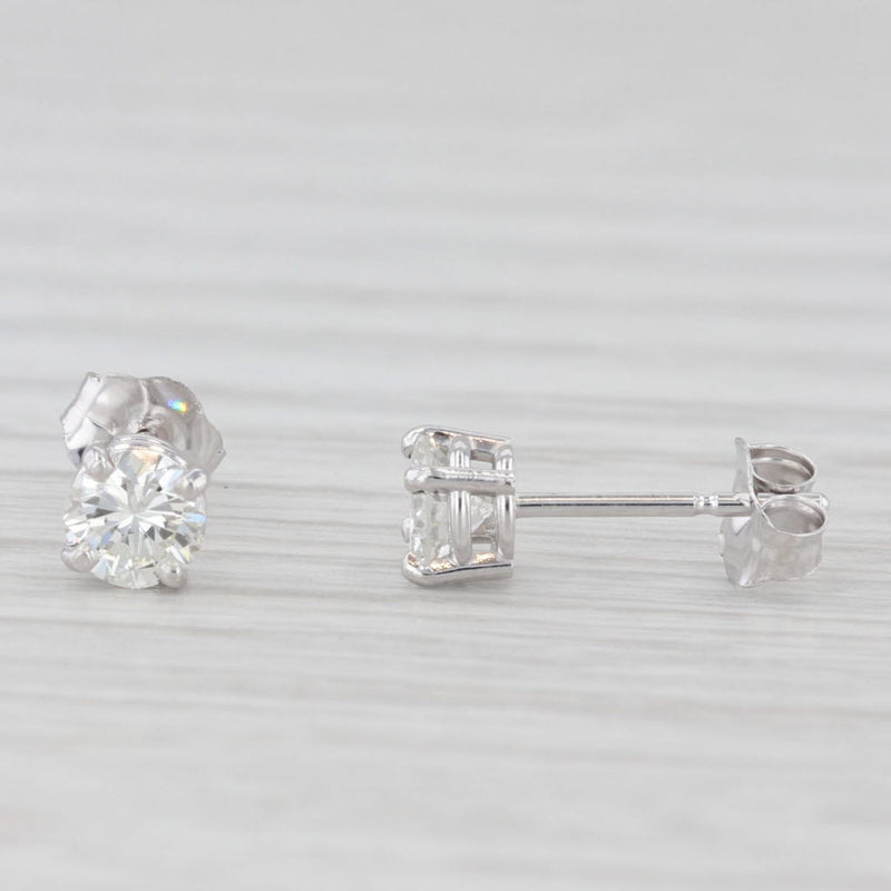 New 0.47ctw Diamond Stud Earrings 14k White Gold Round Solitaire Studs