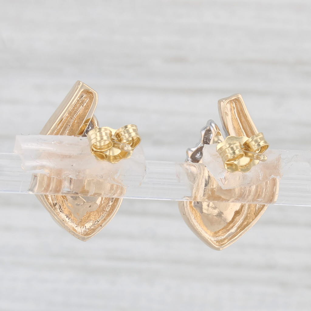Light Gray Cultured Pearl Diamond Stud Earrings 14k Yellow Gold