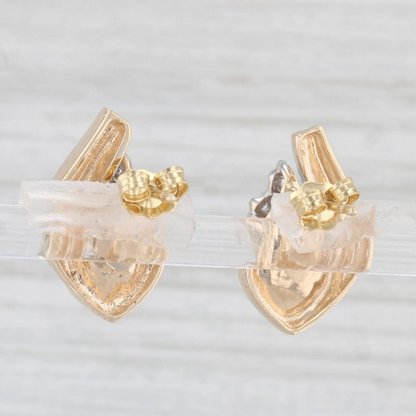 Cultured Pearl Diamond Stud Earrings 14k Yellow Gold