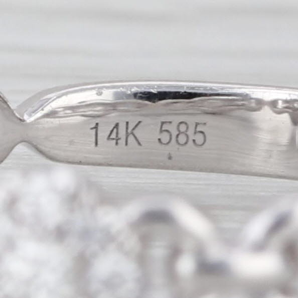 0.21ctw Diamond Culsters Flower Chain Ring 14k White Gold Size 7.25 Stackable