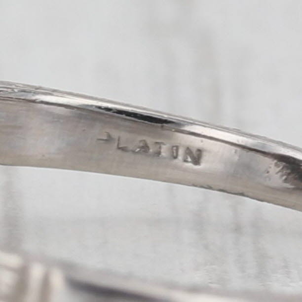 Antique Diamond Halo Engagement Ring Platinum Size 6.25 Wheat Etched