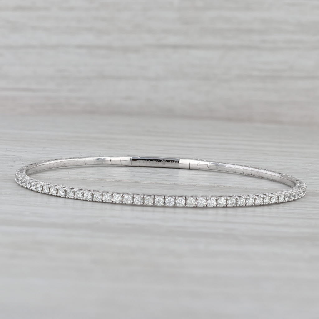 Gray New 1.95ctw Diamond Flexible Bangle Tennis Bracelet 14k White Gold 6.75"