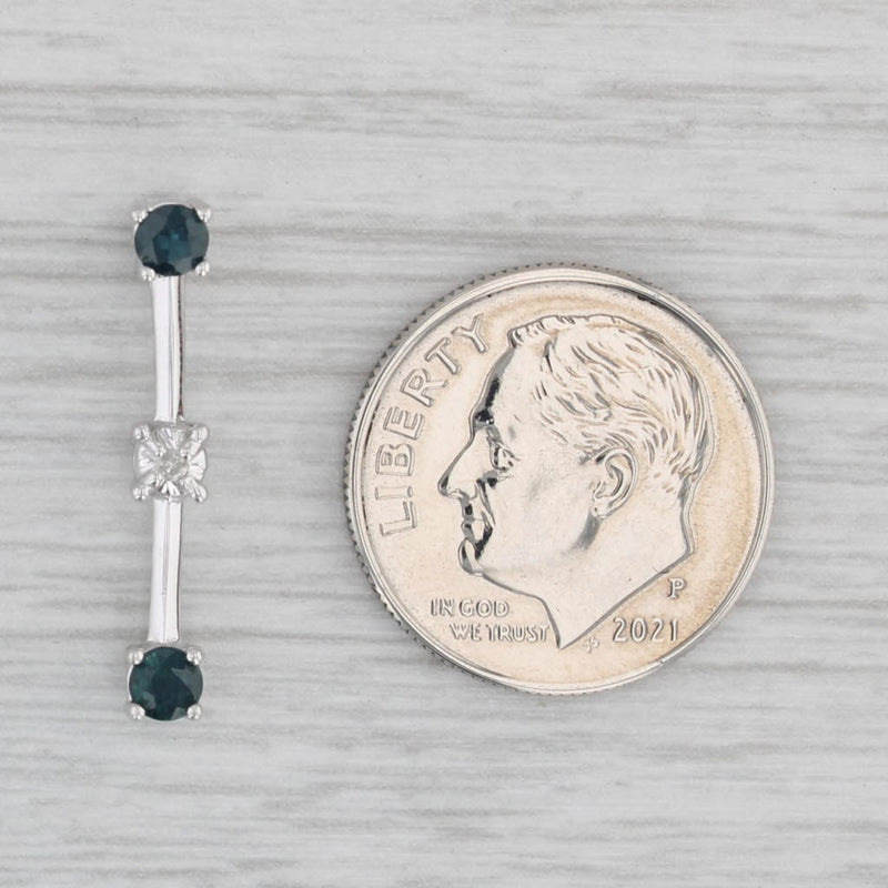 0.32ctw Sapphire Diamond Journey Pendant 10k White Gold Drop
