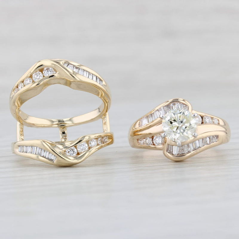 Light Gray 1.95ctw Round Diamond Engagement Ring Wedding Band Jacket Set 14k Yellow Gold