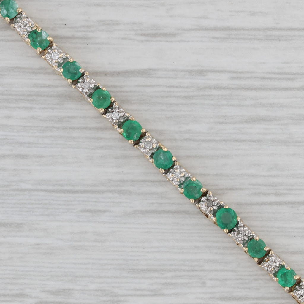 Gray 2.47ctw Emerald Diamond Tennis Bracelet 14k Yellow Gold 7.25"