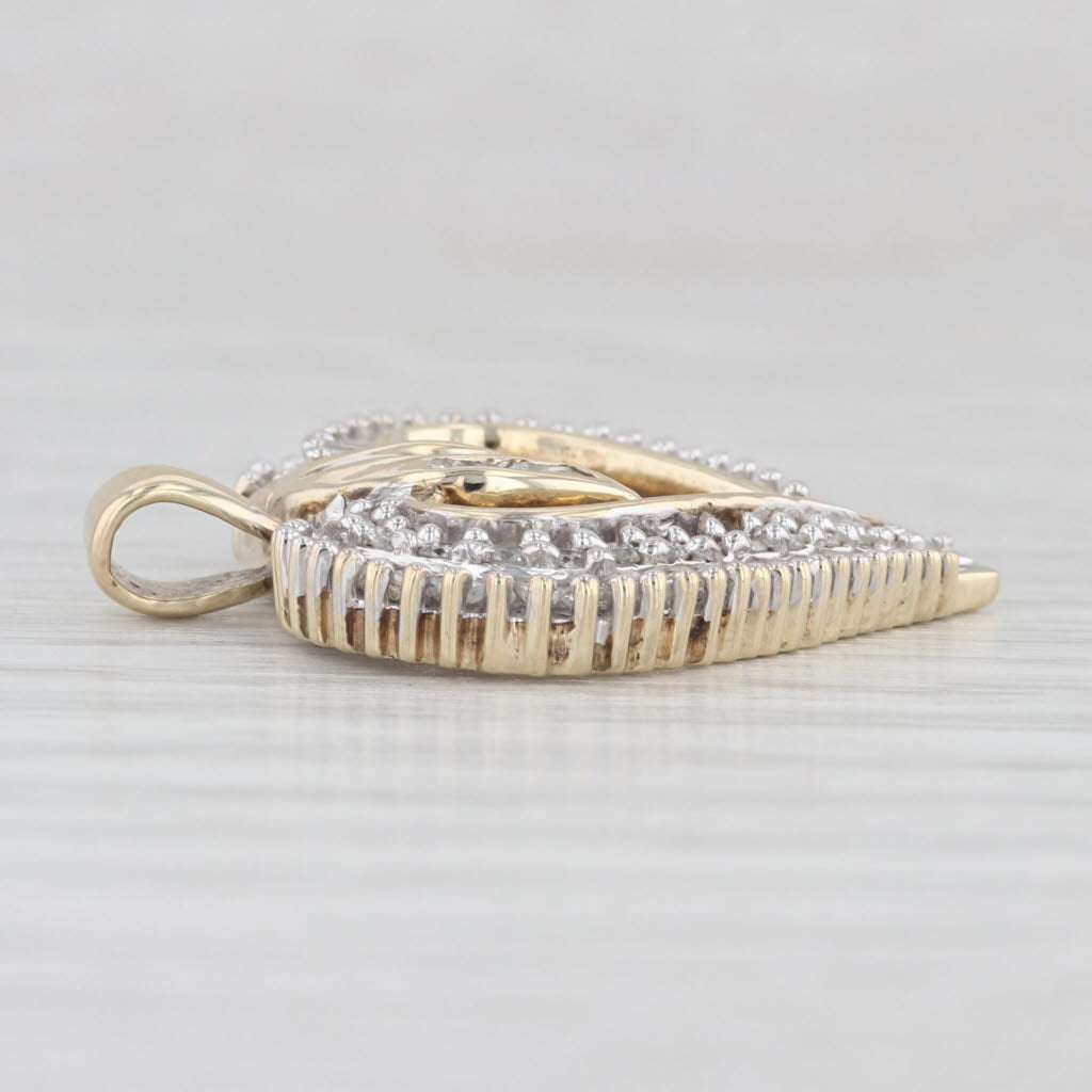 Light Gray 1.02ctw Diamond Open Heart Pendant 10k Yellow White Gold