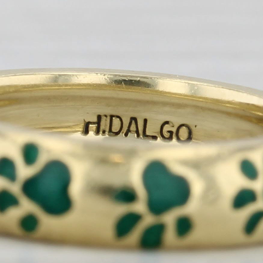 Tan Hidalgo Paw Print Ring 18k Yellow Gold Enamel Size 4.5 Band Stackable