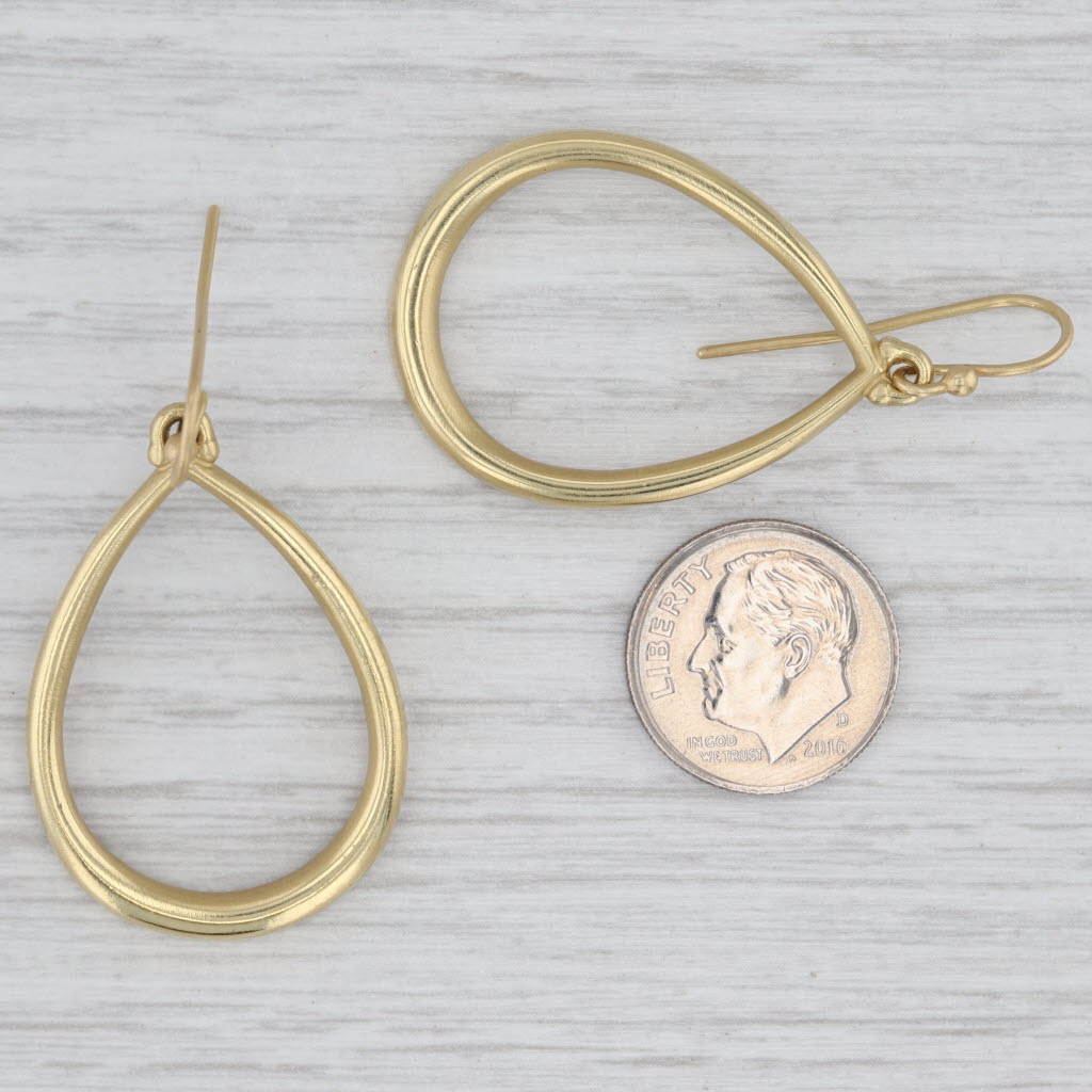 Light Gray Slane & Slane Teardrop Dangle Earrings 18k Yellow Gold Hook Posts