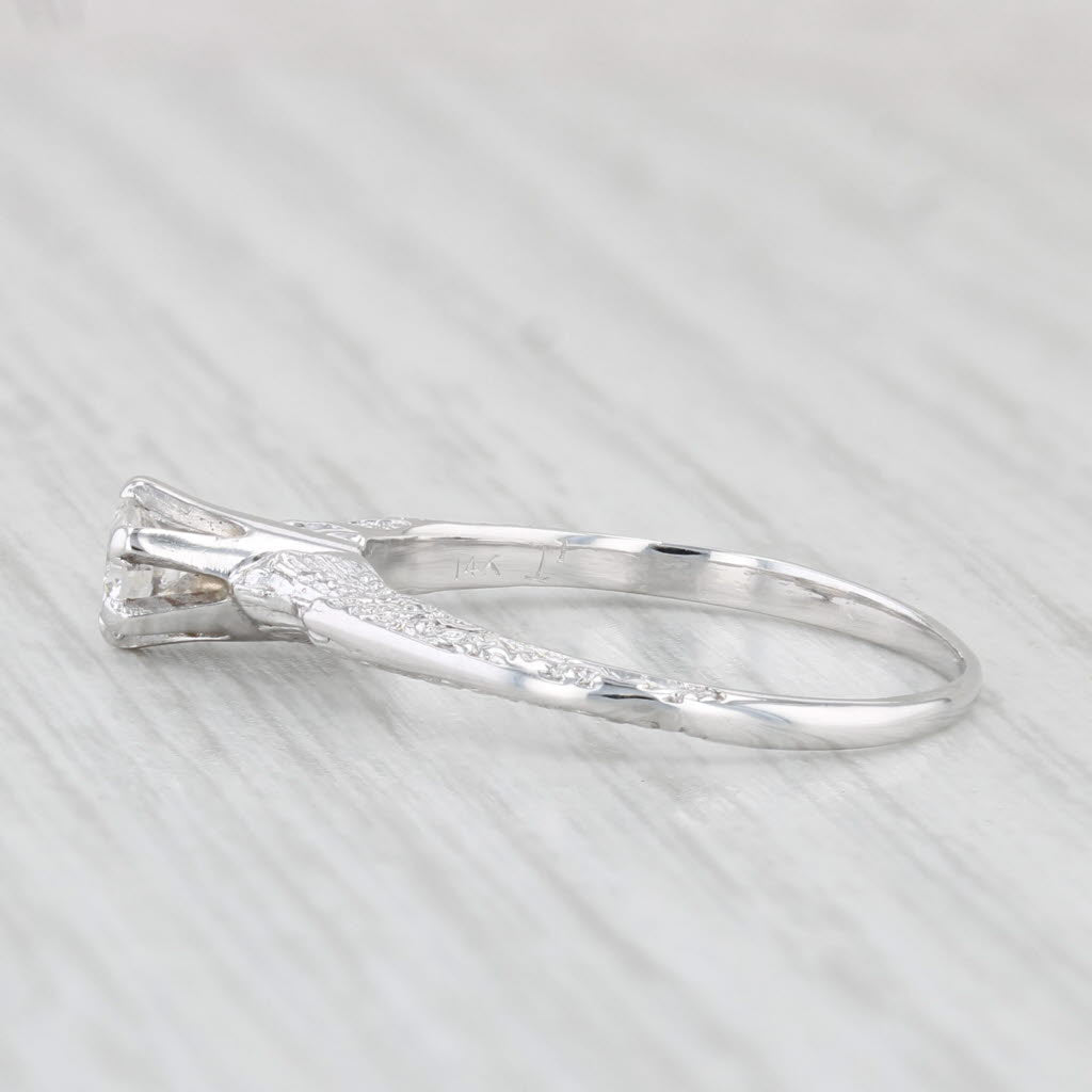 Light Gray 0.20ct Round Diamond Solitaire Ring 14k White Gold Size 6.25