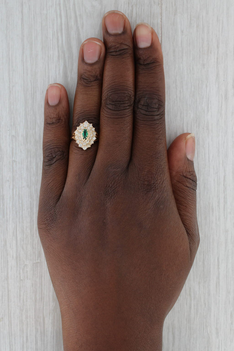Gray 0.82ctw Marquise Emerald Diamond Ring 14k Yellow Gold Size 6