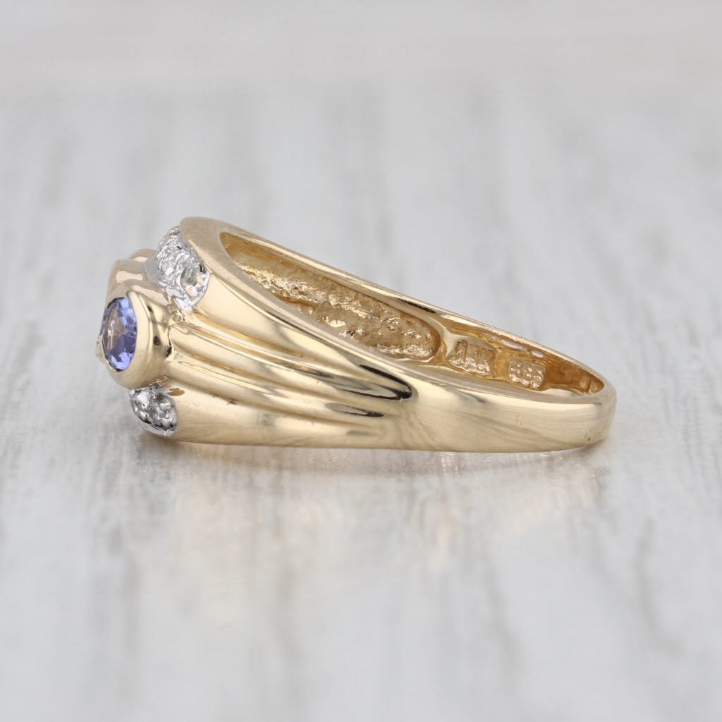 0.73ctw Tanzanite 3-Stone Diamond Ring 14k Yellow Gold Size 6.75