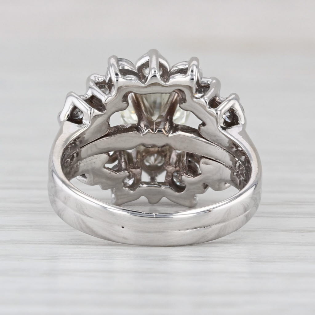 Vintage Diamond Cluster Ring 14k White Gold Size 5.25 Engagement Bridal