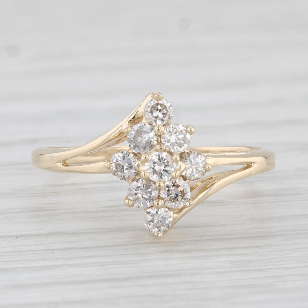 Light Gray 0.30ctw Diamond Cluster Engagement Ring 14k Yellow Gold Size 5
