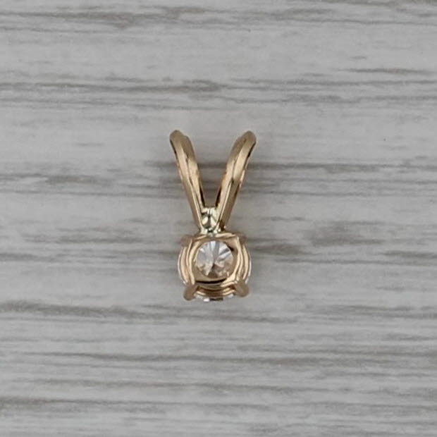 0.66ct Round Diamond Solitaire Pendant 14k Yellow Gold Small Drop