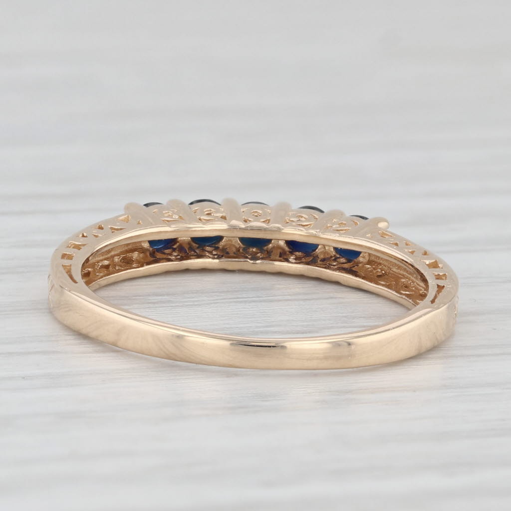 Light Gray 0.50ctw Blue Sapphire Ring 14k Yellow Gold Size 7.5 Stackable