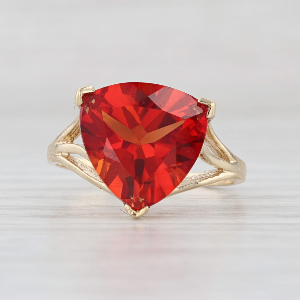 8.40ct Red Orange Lab Created Sapphire Ring 10k Yellow Gold Size 7 Solitaire