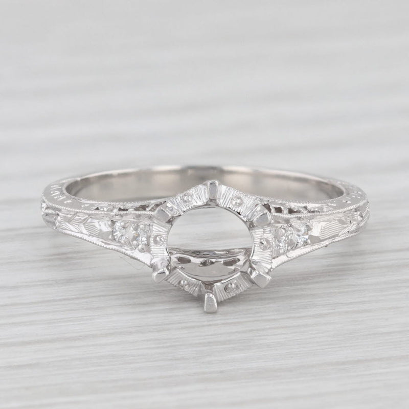 New Whitehouse Vintage Style Floral Filigree Platinum Semi Mount Engagement Ring