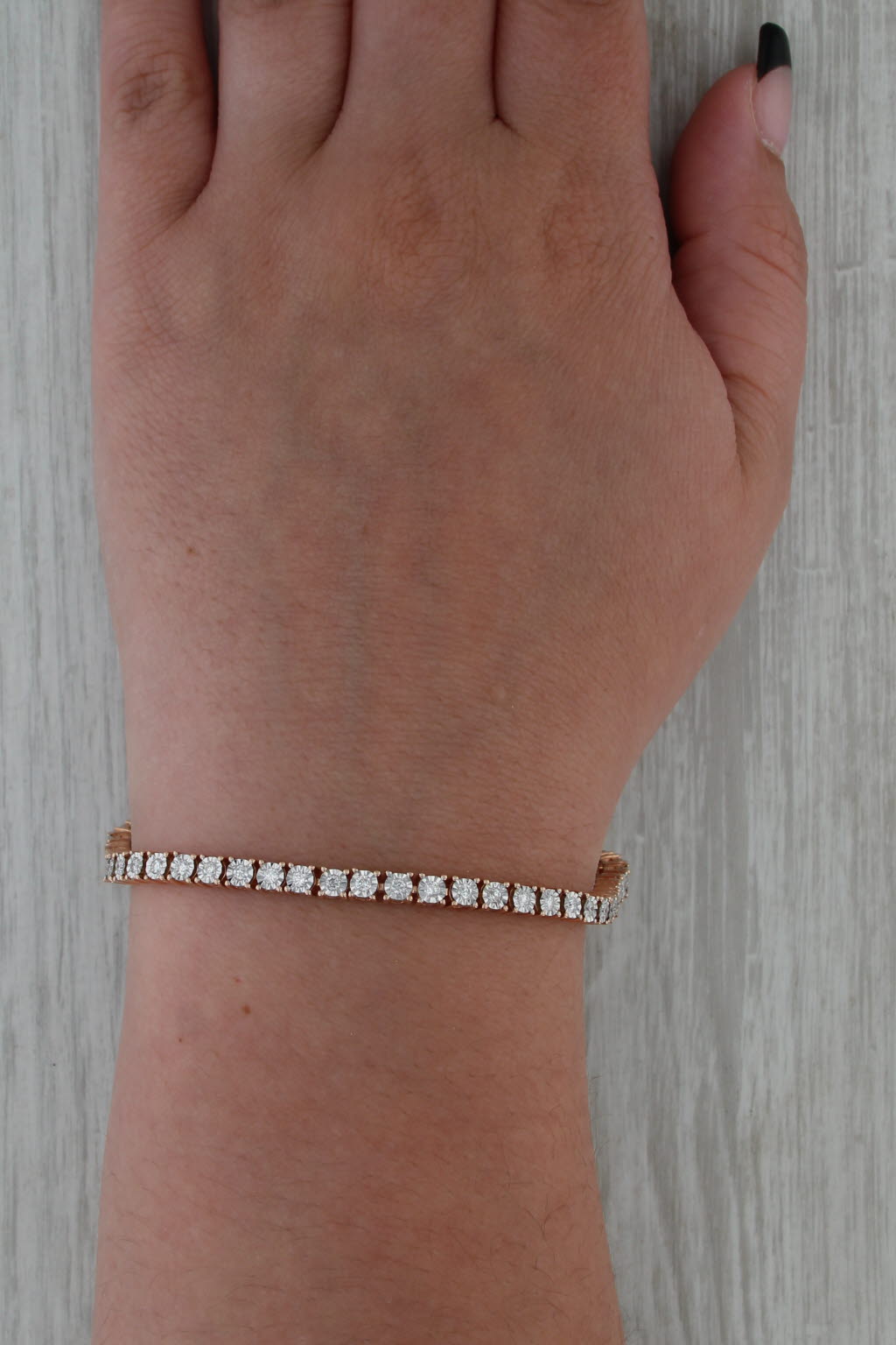 1.50ctw Diamond Tennis Bracelet 14k Rose Gold 9" 3.7mm