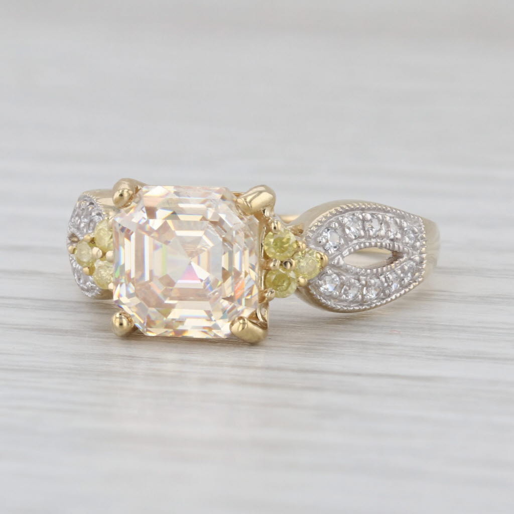 Diamond Zircon Semi Mount Engagement Ring 10k Yellow Gold Size 7