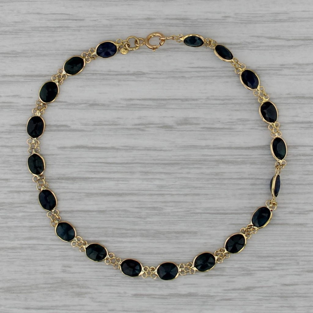6.60ctw Blue Sapphire Tennis Bracelet 18k Yellow Gold 7" 4.1mm