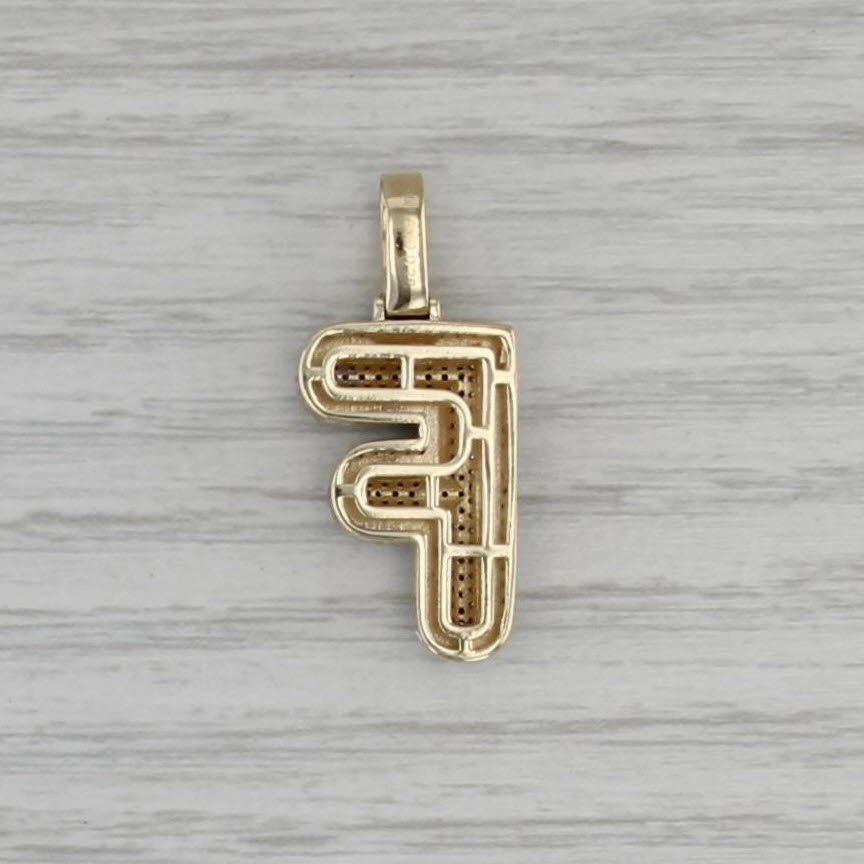 0.31ctw Diamond Pave Letter Initial F Pendant 10k Yellow White Gold
