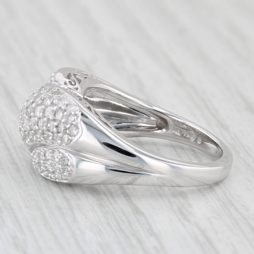 Light Gray 0.98ctw Diamond X Crossover Ring 14k White Gold Size 7 Cocktail