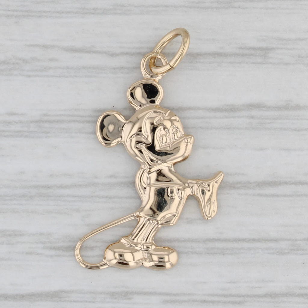 Gray Vintage Disney Mickey Mouse Pendant 14k Yellow Gold Cartoon Charm