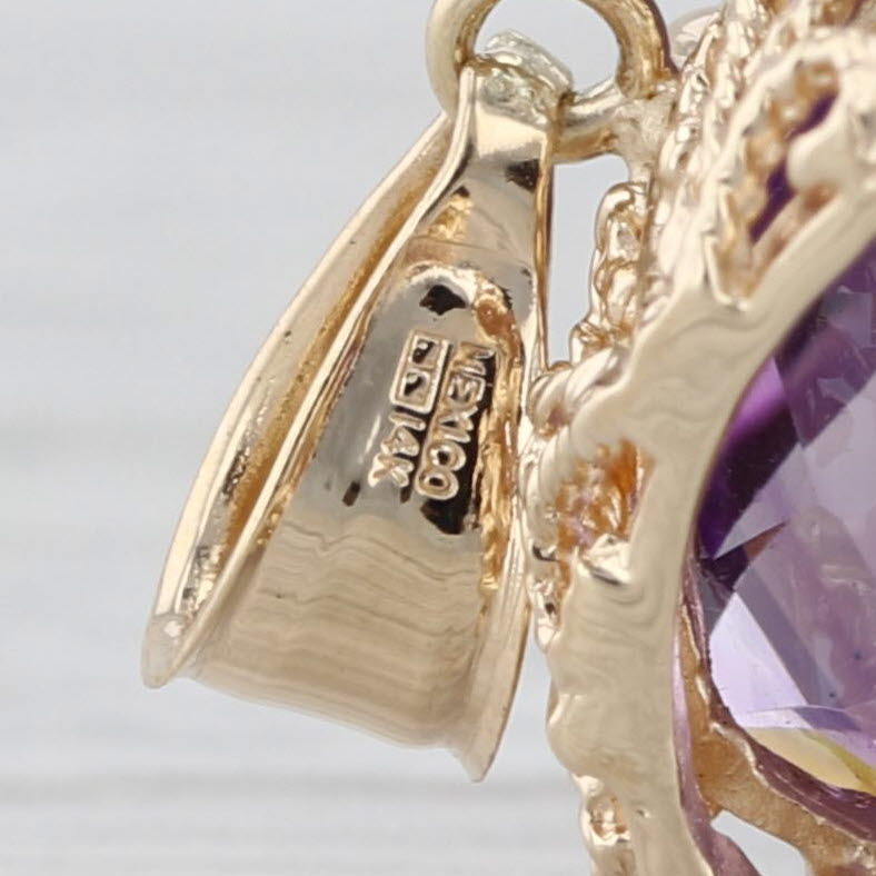 12ct Trillion Amethyst Solitaire Pendant 14k Yellow Gold