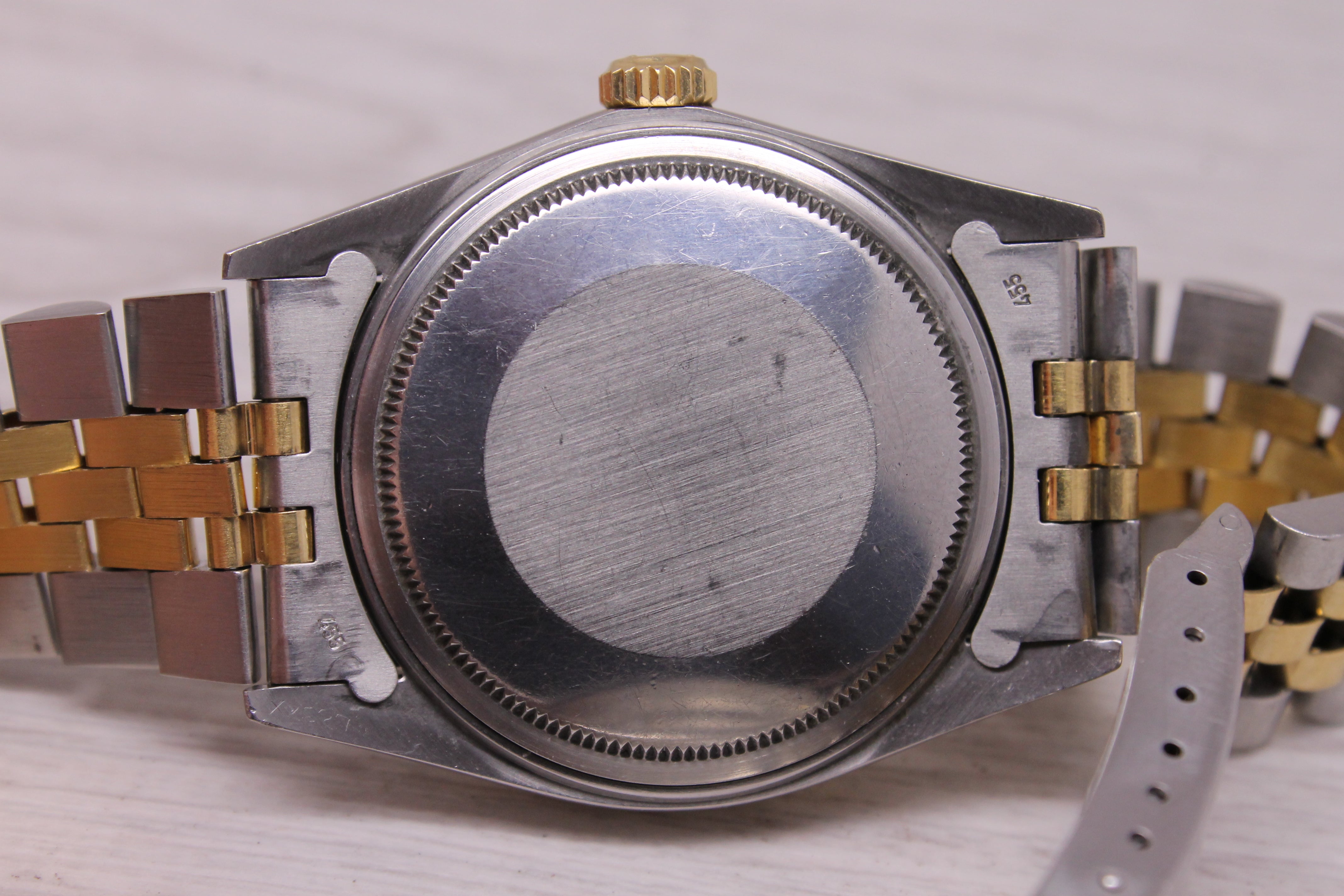 Vintage 1986 Rolex Datejust 16013 Mens Automatic 18k Steel Watch w Jubilee Black