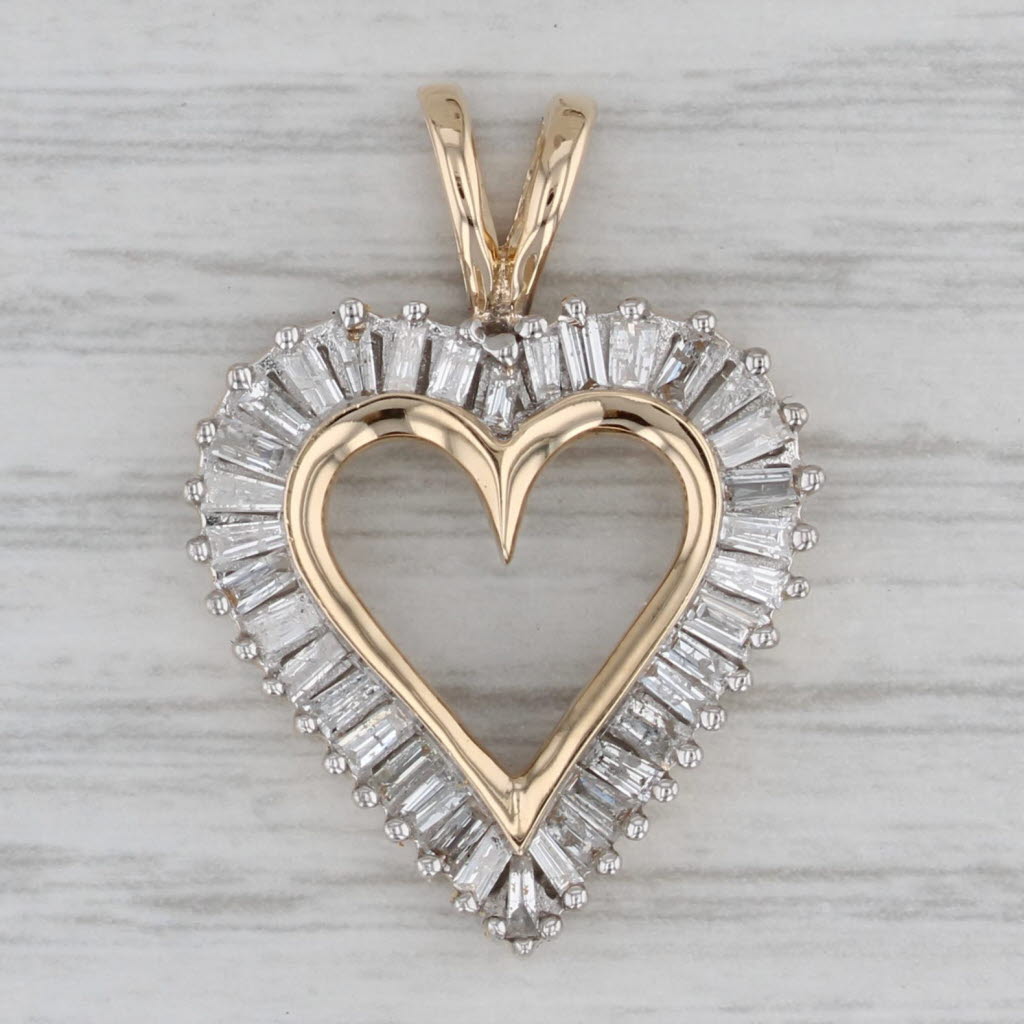 Gray 1.02ctw Diamond Framed Open Heart Pendant 14k Yellow Gold