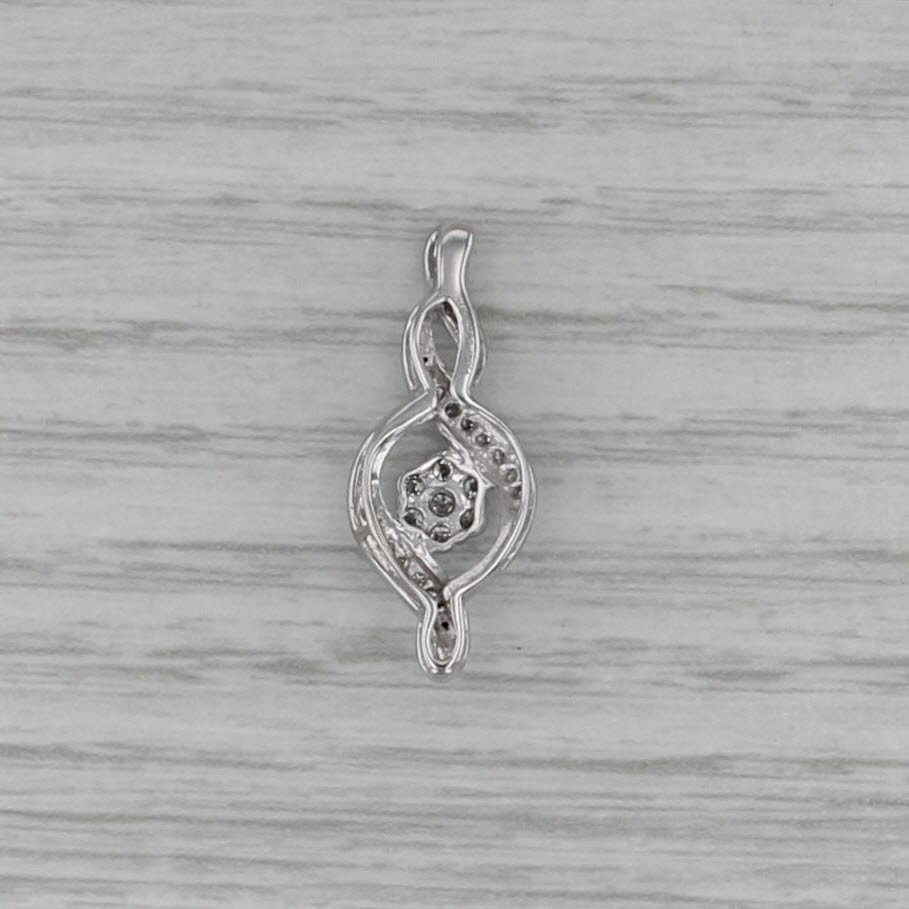 0.21ctw Diamond Cluster Flower Swirl Pendant 10k Whtie Gold