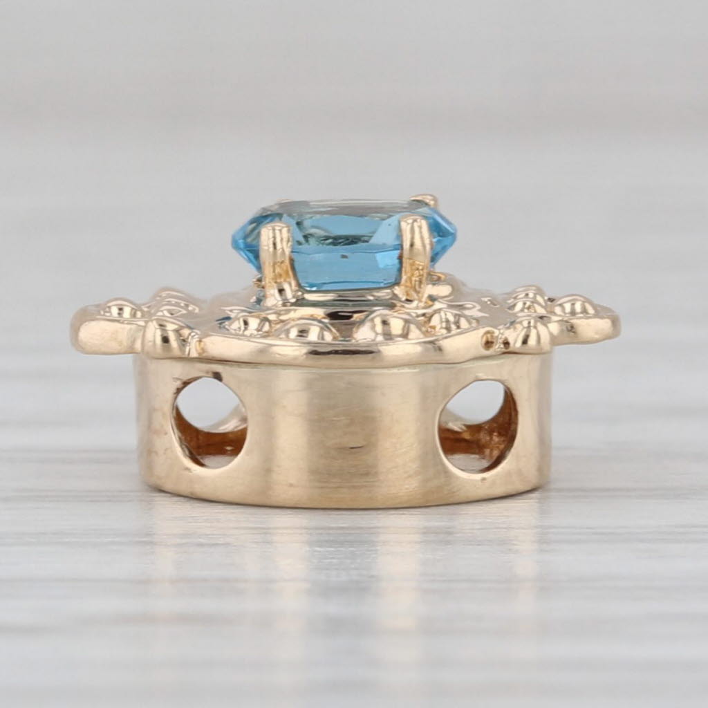 Old Victoria 0.45ct Blue Topaz Slide Bracelet Charm 14k Yellow Gold Vintage