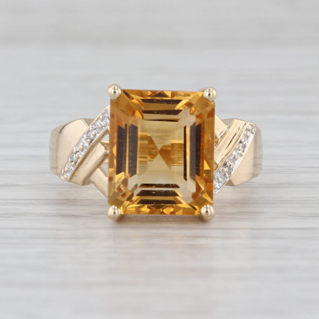 6.50ctw Citrine Diamond Ring 14k Yellow Gold Size 8 Cocktail