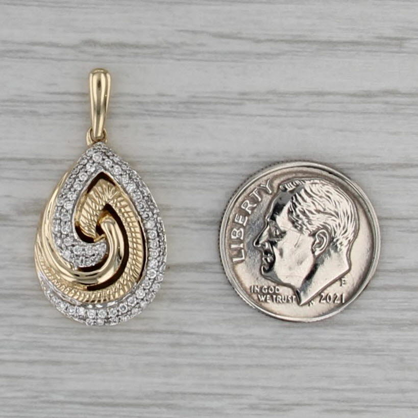 0.35ctw Diamond Swirl Teardrop Pendant 14k Yellow Gold