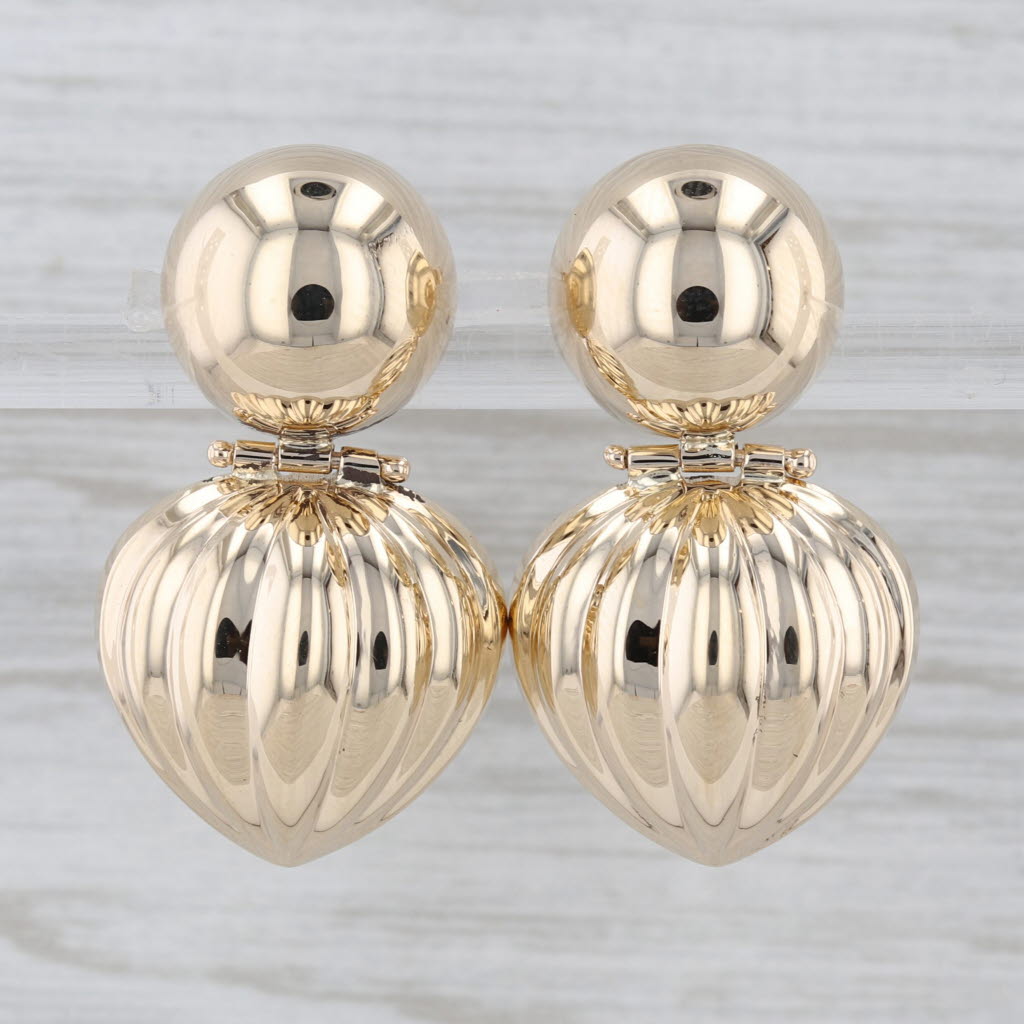 Beveled Dangle Earrings 14k Yellow Gold Lightweight Drops