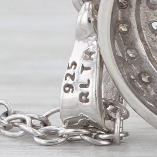 0.20ctw Diamond Halo Pendant Necklace Sterling Silver 18.25" Cable Chain