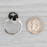 Gray Vintage Onyx Diamond Signet Ring 10k White Gold Size 5.75 Hallmark