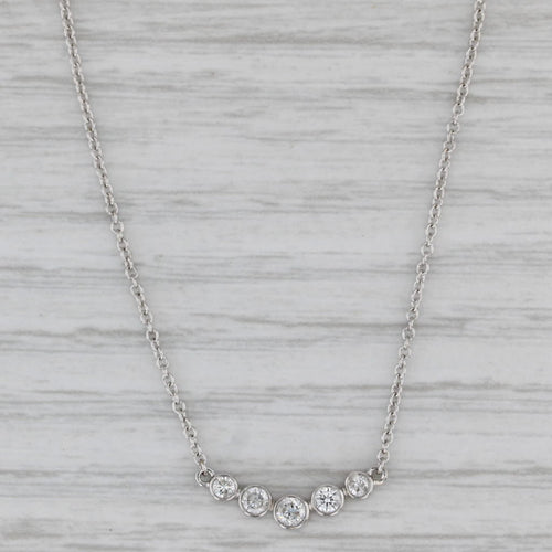Gray 0.22ctw Diamond 5-Stone Necklace 14k White Gold 16.25" Cable Chain