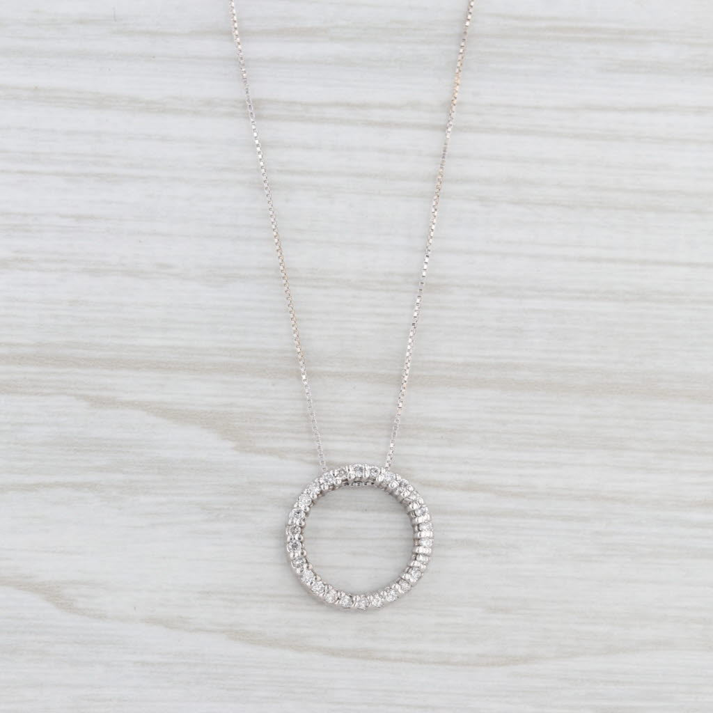 Light Gray 0.25ctw Diamond Eternity Circle Pendant Necklace 14k White Gold 20" Box Chain