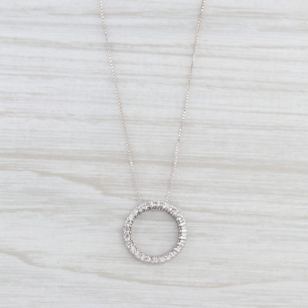 0.25ctw Diamond Eternity Circle Pendant Necklace 14k White Gold 20" Box Chain