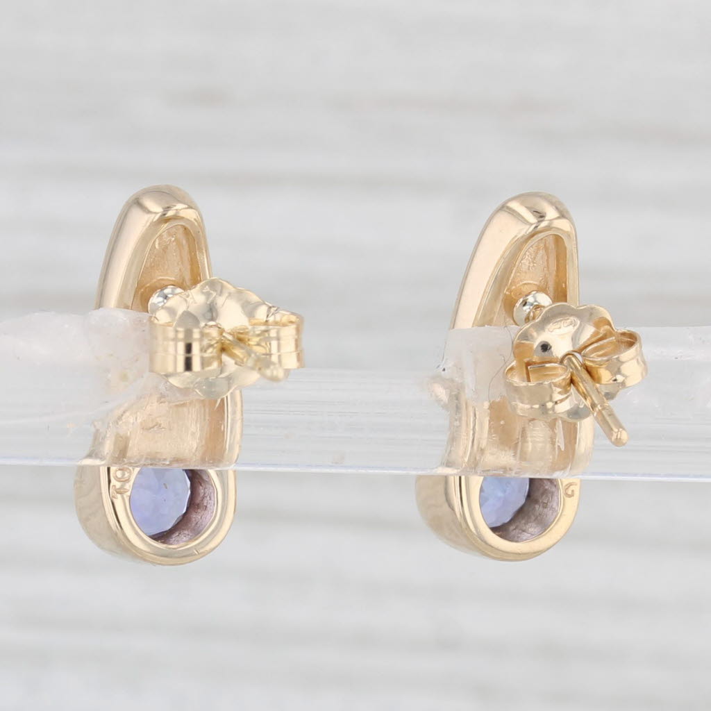 Light Gray 0.54ctw Tanzanite Diamond Blue Opal Earrings 14k Yellow Gold Stud Drops