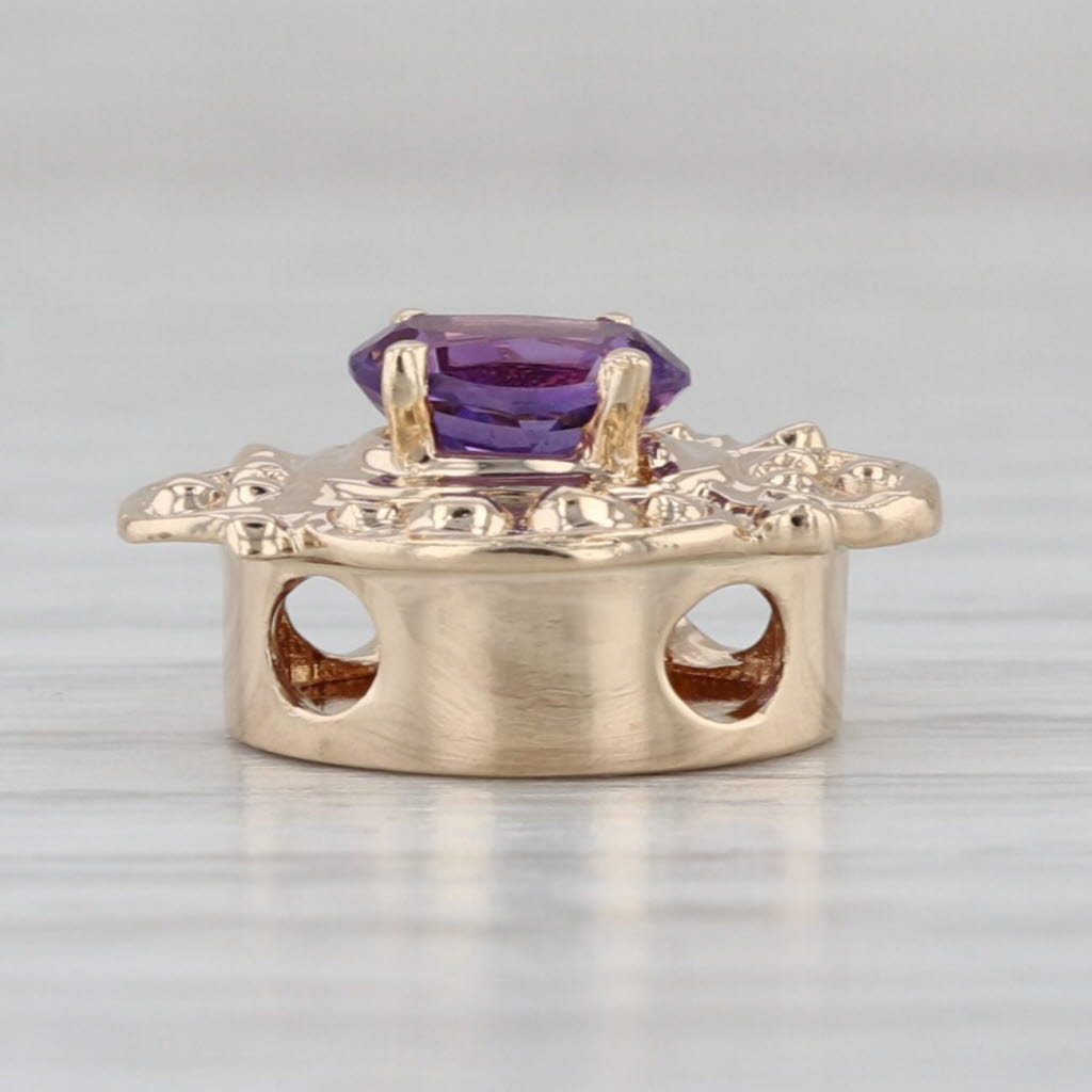 Old Victoria 0.45ct Amethyst Slide Bracelet Charm 14k Yellow Gold Vintage