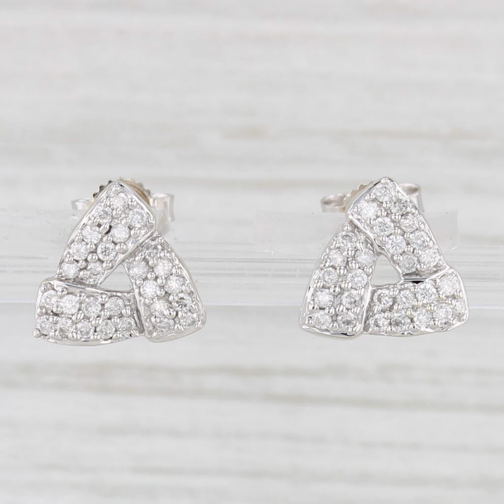 Light Gray 0.24ctw Diamond Triangle Stud Earrings 14k White Gold