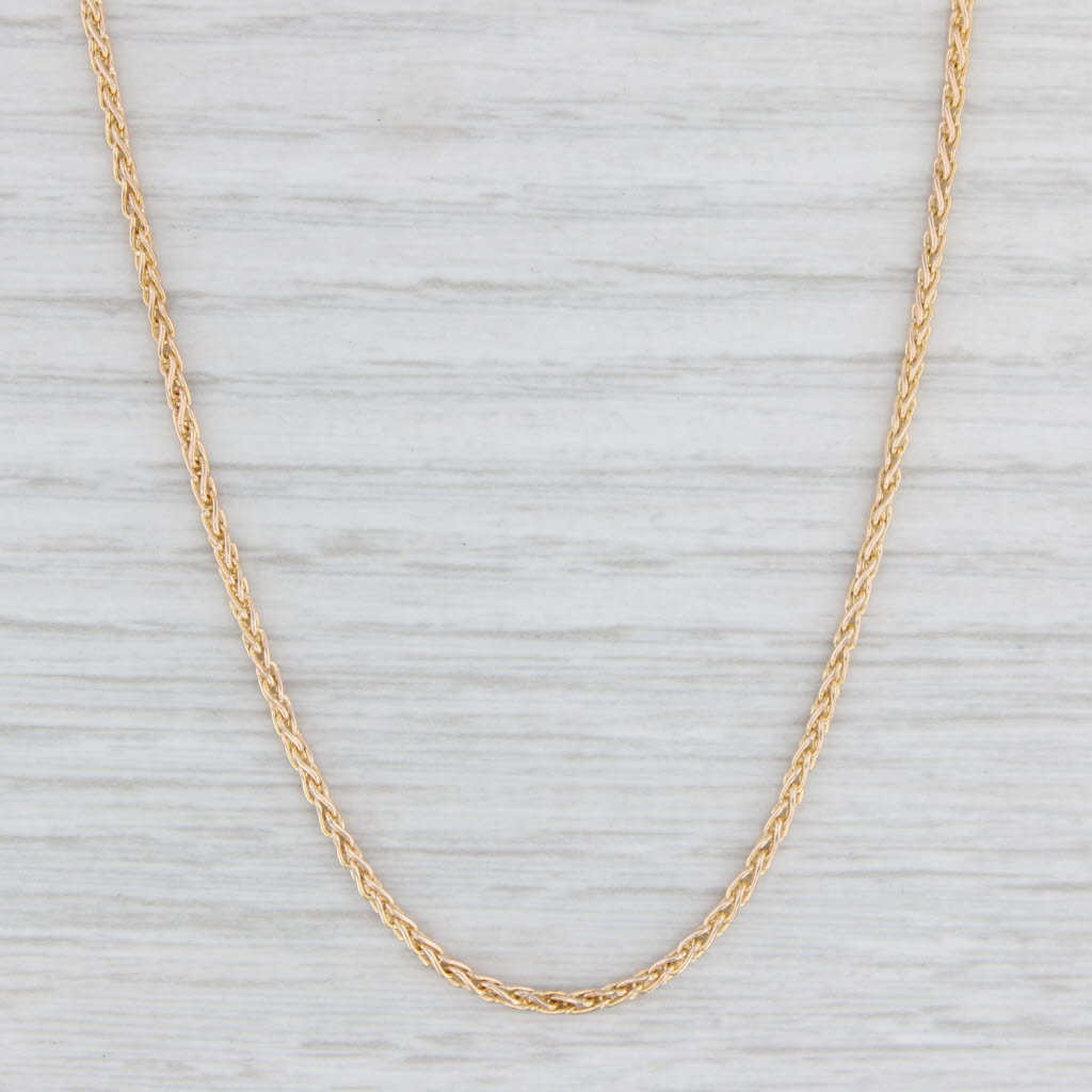 Light Gray Wheat Chain Necklace 14k Yellow Gold 16.5" 1.7mm