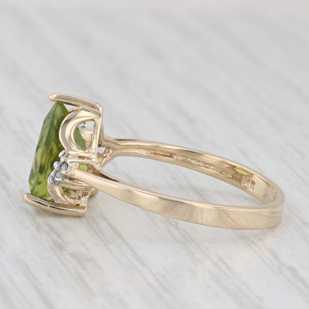 Light Gray 3.08ctw Peridot Diamond Ring 14k Yellow Gold Size 7.5