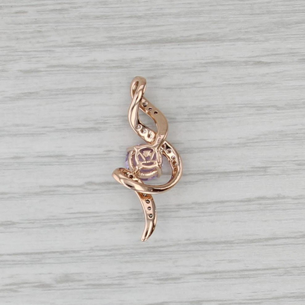 Le Vian 1.35ctw Lilac Amethyst Diamond Swirl Pendant 14k Rose Gold Drop